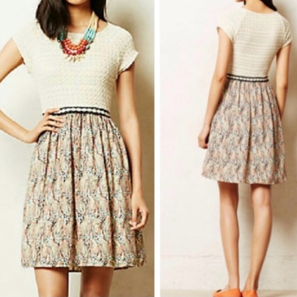 Weston wear | Anthropologie dress with feather print, XS